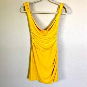 Tiger Mist Yellow Draped Mini Dress